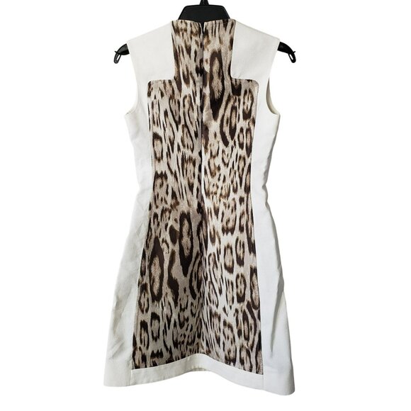 Giambattista Valli White Leopard Print Mini Sleeveless Sheath Dress Y2K Work - Picture 5 of 16